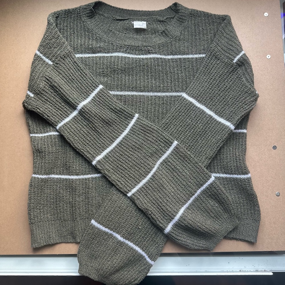 Maurices Olive Green Striped Women's Sweater